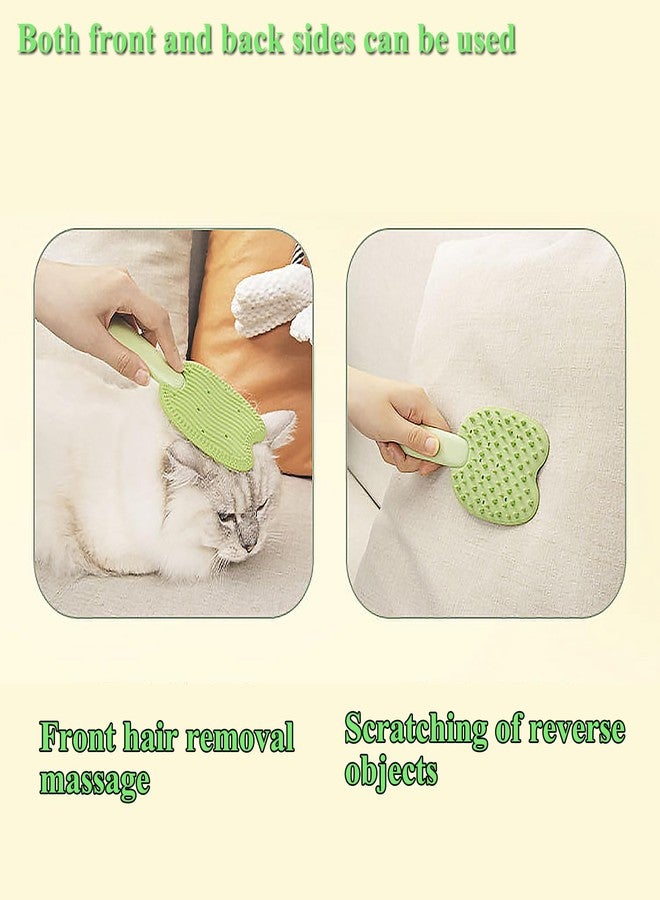 DEEUCHIS Cat Brush for Shedding Dog Brush Hair Cleaning Comb Bath Massage Tool for Shedding & Grooming, Remove Loose Hair, Cat Shape, Silicone Bristles (Green) - Image 5